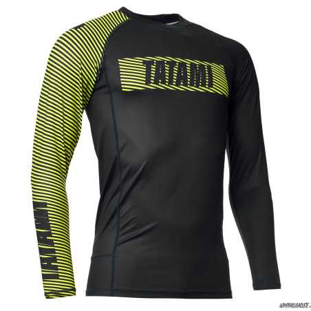 Tatami® ESSENTIALS 3.0 Long Sleeve Rash Guard – Black & Yellow at a low price TJJS Kamppailuvaruste Oy fast delivery