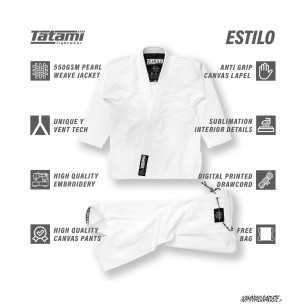 Tatami Estilo Black Label Gi – White On White