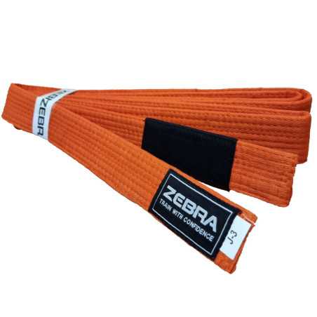ZEBRA BJJ Kids Belt Orange at a low price TJJS Kamppailuvaruste Oy fast delivery