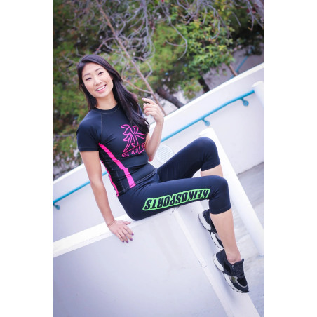 Keiko Speed rash guard - Musta/Pinkki