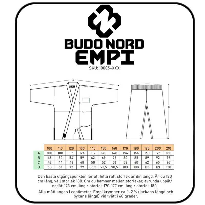 Budo-Nord Karatepuku Empi edulliseen hintaan TJJS Kamppailuvaruste Oy nopea toimitus